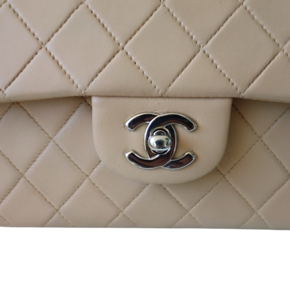 CHANEL Classic Double Flap Bag Small Vintage Beige Silver Hardware (repainted) - Picture 12 of 14